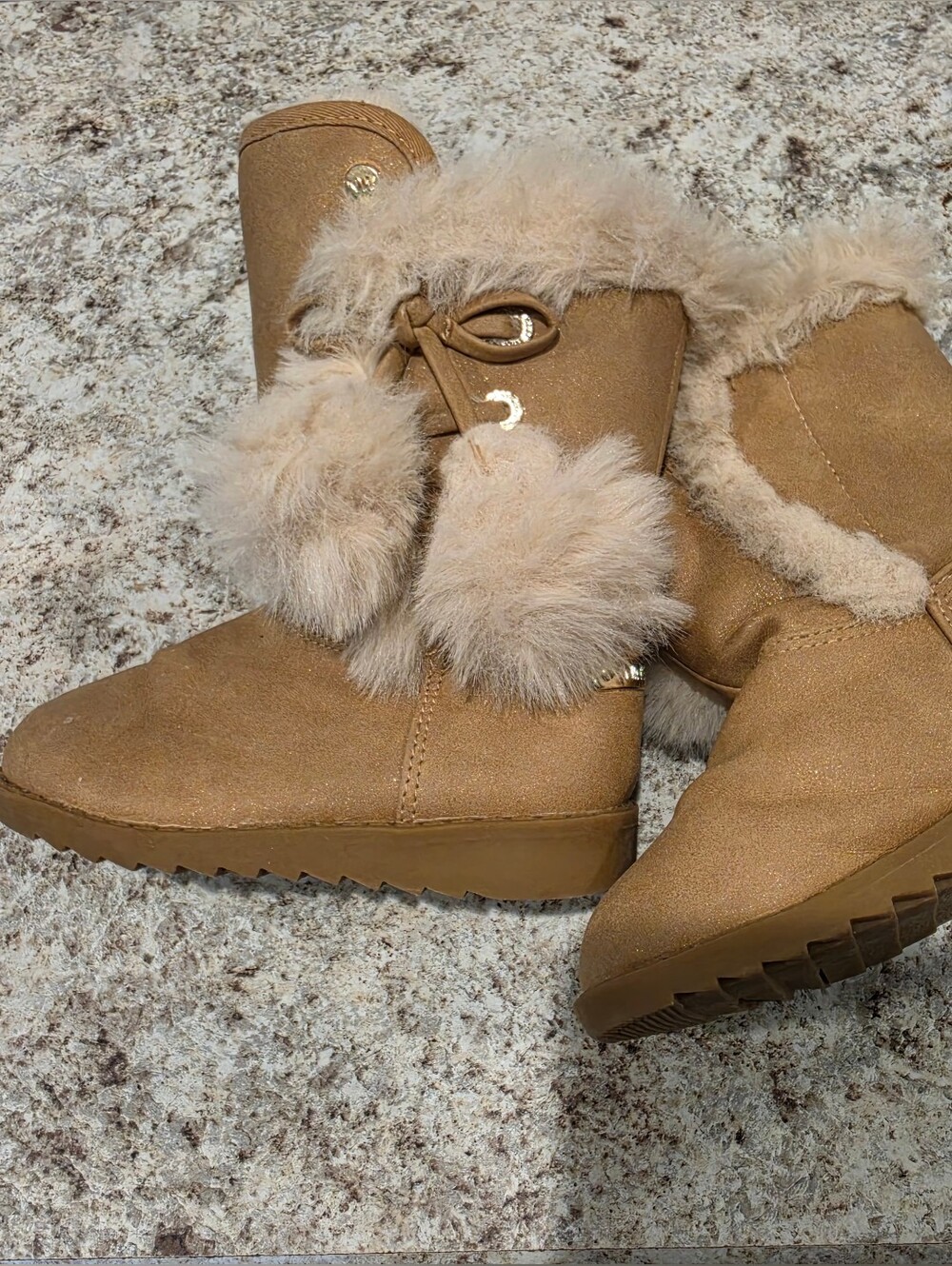 Girls Tan Faux Fur Boots Nine West 7